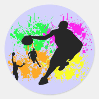 Pegatina Redonda Sueños de baloncesto