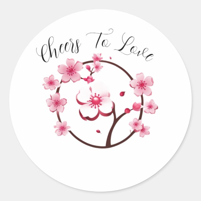 Pegatina Redonda Sueños de Flor de Cerezo: Una Celebración de Despe (Anverso)