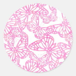 Pegatina Redonda Sueños de mariposa (rosa)