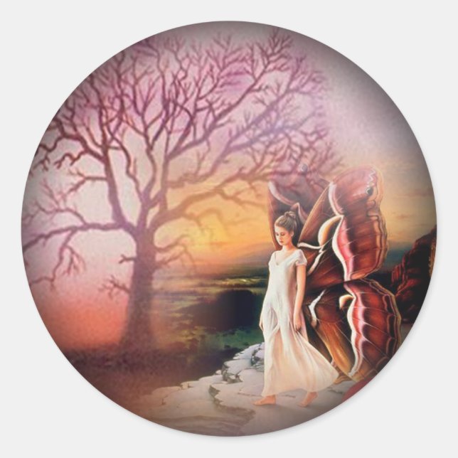 Pegatina Redonda Sueños de mariposa se desvanecen ante Pegatinas de (Anverso)