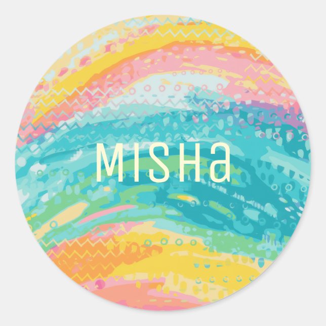 Pegatina Redonda Sueños de piscina de marea tropical (Anverso)