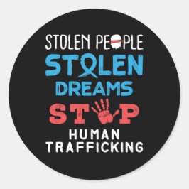 Pegatina Redonda Sueños robados detienen el tráfico humano