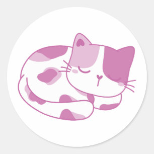 Pegatina Redonda Sueños Violetas: Gatito durmiente