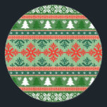 Pegatina Redonda suéter de Navidades fea de punto<br><div class="desc">suéter de Navidades fea de punto</div>