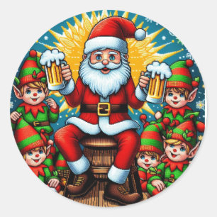 Pegatina Redonda Suéter feo de Navidad