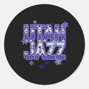 Pegatina Redonda Suéter feo de Navidad de Utah Jazz N