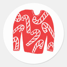 Pegatina Redonda Suéter Feo PERSONALIZADO Fiesta de Navidad