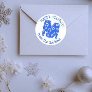 Pegatina Redonda Suéter feo PERSONALIZADO vacaciones Hanukkah