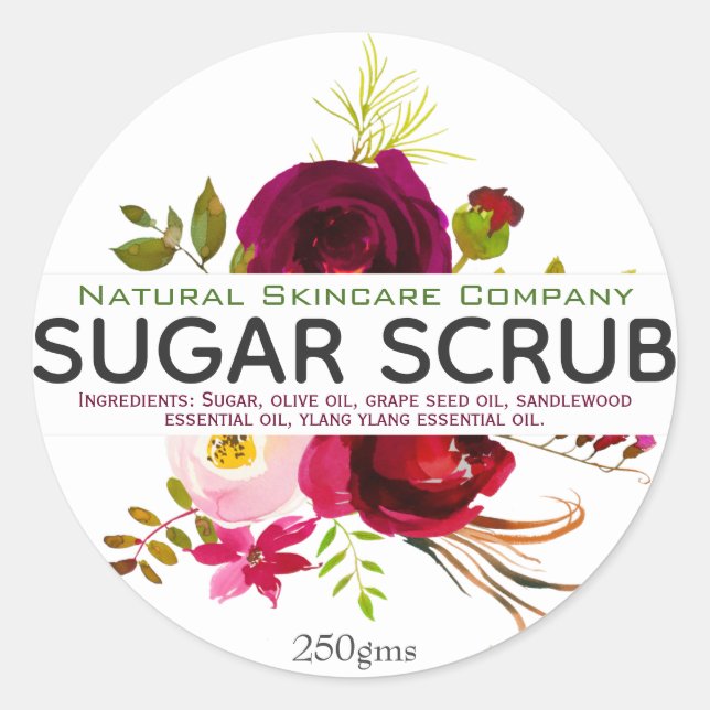 Pegatina Redonda Sugar Scrub (Anverso)