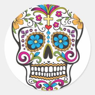 Pegatina Redonda Sugar Skull