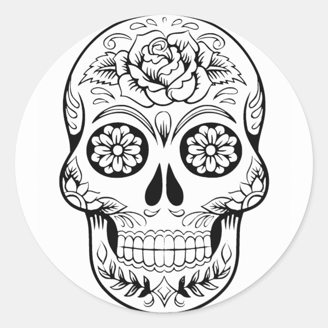 Pegatina Redonda Sugar Skull (Anverso)