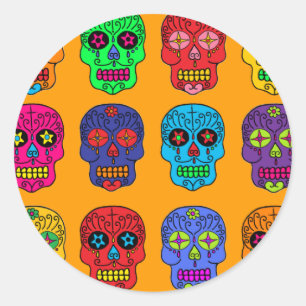 Pegatina Redonda Sugar Skull
