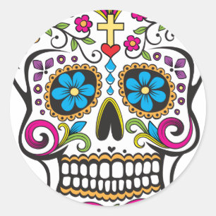 Pegatina Redonda Sugar Skull
