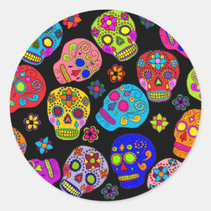 Pegatina Redonda Sugar Skull