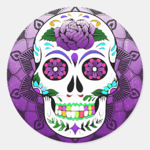 Pegatina Redonda Sugar Skull Halloween
