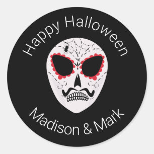 Pegatina Redonda Sugar Skull Halloween Favor