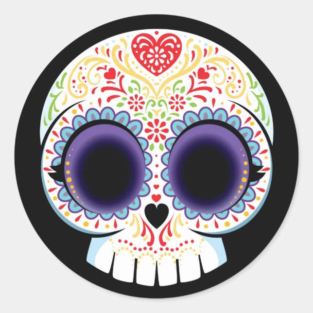 Pegatina Redonda Sugar Skull Sticker (Anverso)