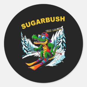 Pegatina Redonda Sugarbush Gator Adventure Winter Sports Enthusiast