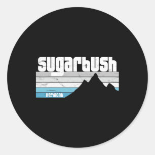 Pegatina Redonda Sugarbush Vt Vermont Retro Montañas Esquí Snowbo
