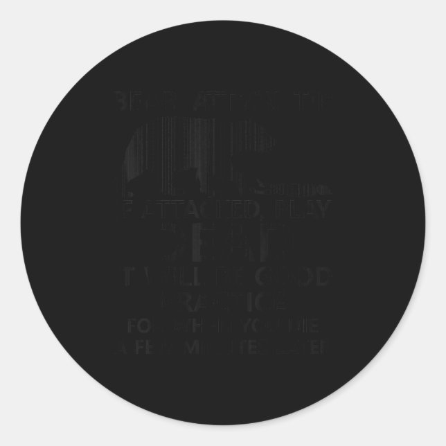 Pegatina Redonda Sugerencia De Ataque De Oso Si Se Ataca La Reprodu (Anverso)