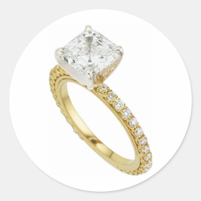 Pegatina Redonda Sugerencia de pista de anillo de compromiso para d (Anverso)