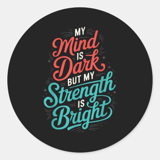 Pegatina Redonda Suicide Awareness Depression Anxiety Mental Health (Anverso)