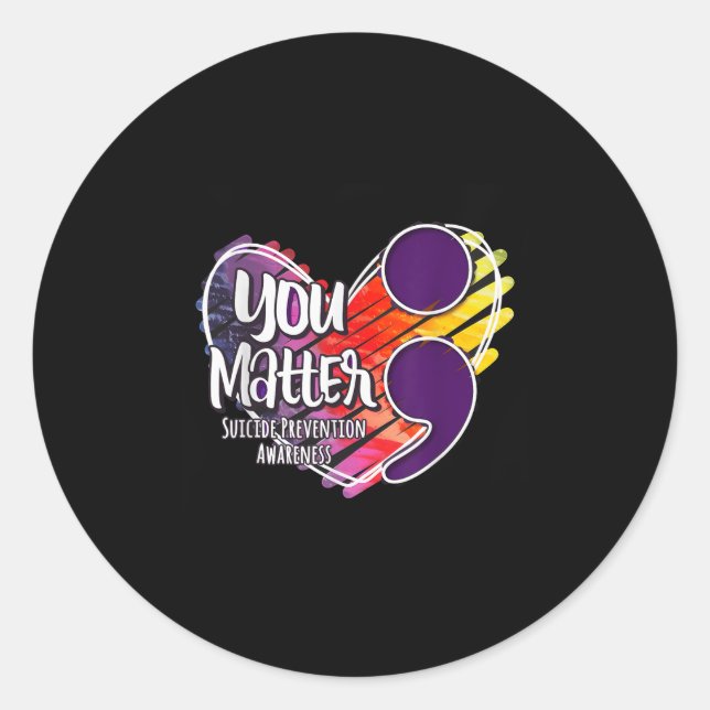 Pegatina Redonda Suicide Awareness Shirt Suicide Prevention You  (Anverso)