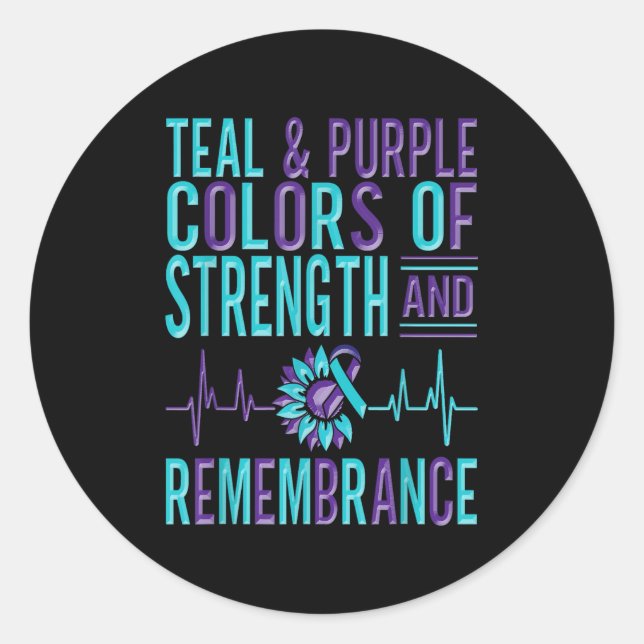 Pegatina Redonda Suicide Awareness Suicide Prevention Suprt Survivo (Anverso)