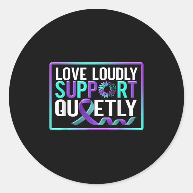 Pegatina Redonda Suicide Awareness Suicide Prevention Suprt Survivo (Anverso)