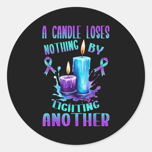 Pegatina Redonda Suicide Awareness Suicide Prevention Suprt Survivo (Anverso)