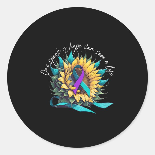 Pegatina Redonda Suicide Awareness Suicide Prevention Suprt Survivo (Anverso)