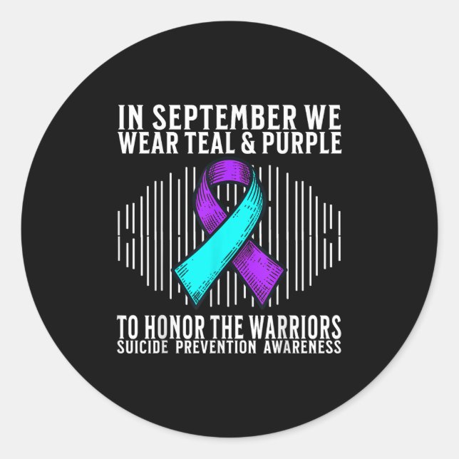 Pegatina Redonda Suicide Awareness Suprt Suicide Prevention Awarene (Anverso)