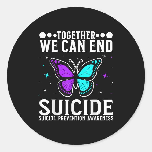 Pegatina Redonda Suicide Awareness Suprt Suicide Prevention Awarene (Anverso)