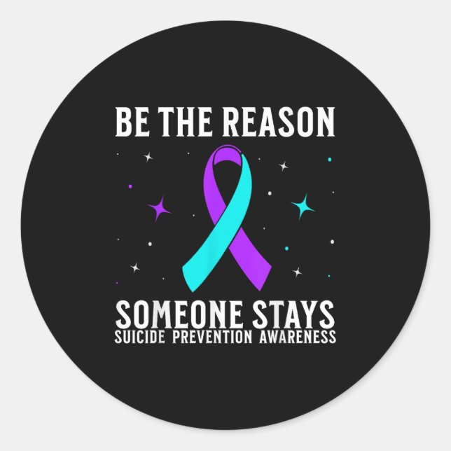 Pegatina Redonda Suicide Awareness Suprt Suicide Prevention Awarene (Anverso)