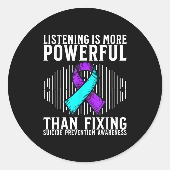 Pegatina Redonda Suicide Awareness Suprt Suicide Prevention Awarene (Anverso)