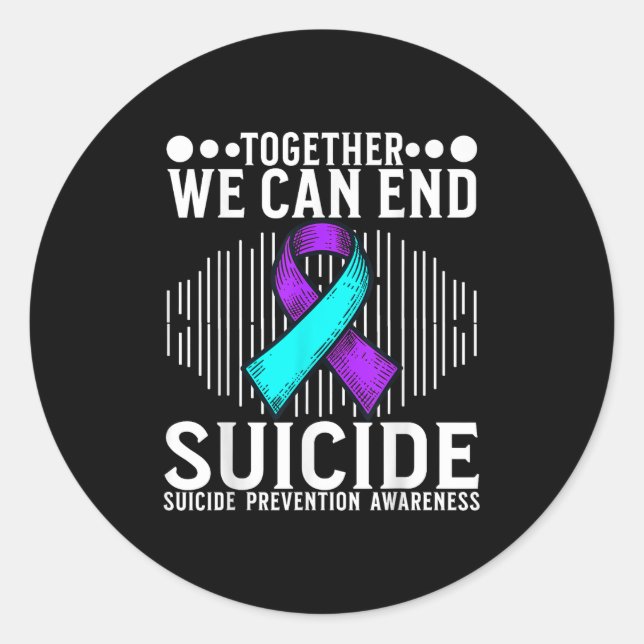 Pegatina Redonda Suicide Awareness Suprt Suicide Prevention Awarene (Anverso)