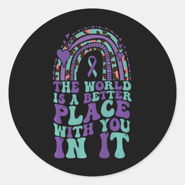 Pegatina Redonda Suicide Prevention 988 You Suicide Awarenes  (Anverso)