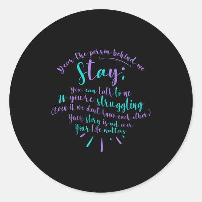 Pegatina Redonda Suicide Prevention Advocate Person Behind The Caus (Anverso)