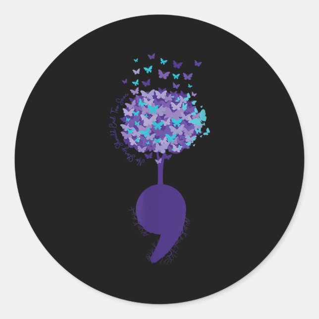 Pegatina Redonda Suicide Prevention Awareness No Story Should End T (Anverso)