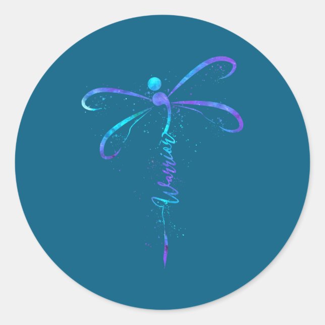 Pegatina Redonda Suicide Prevention Awareness Warrior Dragonfly Sem (Anverso)