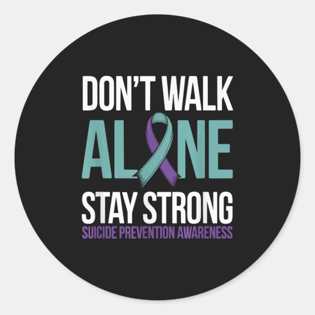 Pegatina Redonda Suicide Prevention Teal Purple Ribbon Suprt  (Anverso)