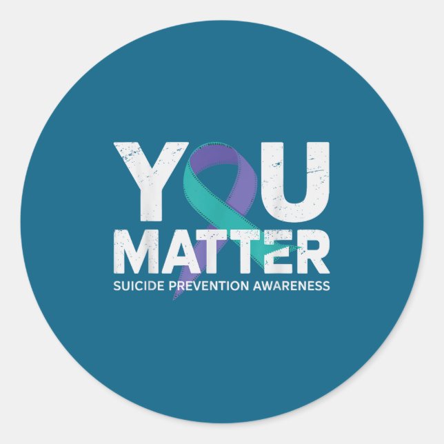 Pegatina Redonda Suicides Prevention Shirts Suicide Awareness  (Anverso)