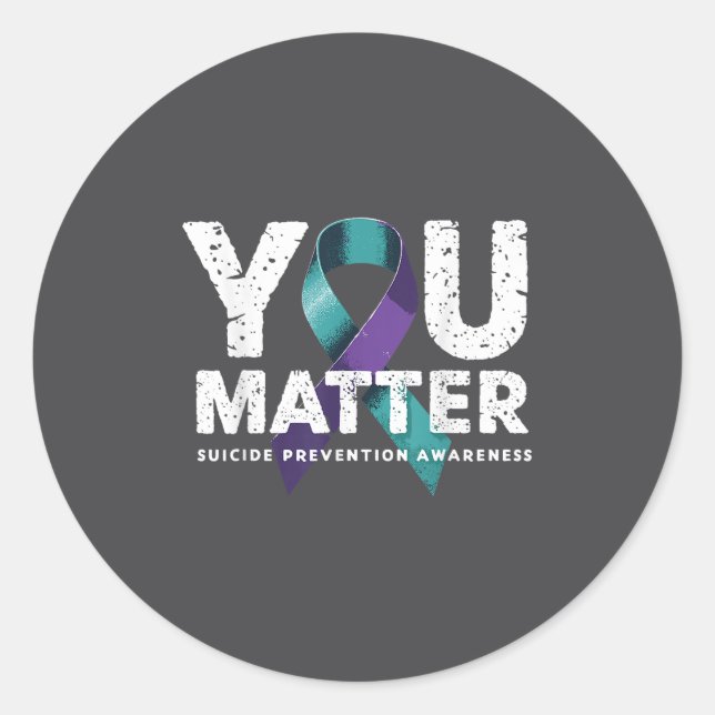 Pegatina Redonda Suicides Prevention Shirts Suicide Awareness  (Anverso)