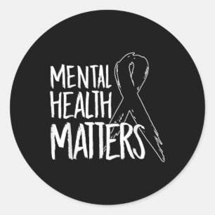 Pegatina Redonda Suicidio De Diseño De La Salud Mental Para La Conc