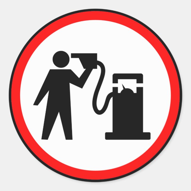 Pegatina Redonda Suicidio de la gasolina (Anverso)