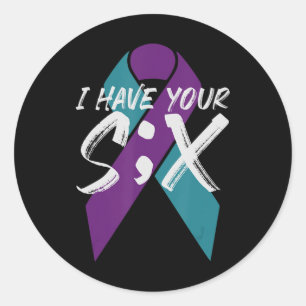 Pegatina Redonda Suicidio Semicolon Six Gift