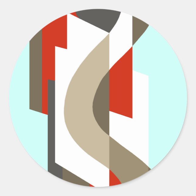 Pegatina Redonda SUISSE: Art Deco Moderno: Oficina de los Sesenta,  (Anverso)