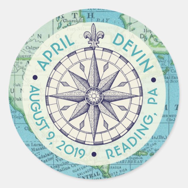 Pegatina Redonda Suite de Invitación de Viaje Stick (Anverso)