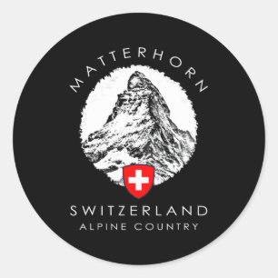Pegatina Redonda Suiza Matterhorn Xo4U Original