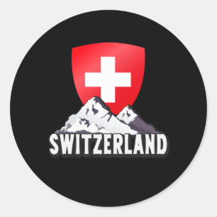Pegatina Redonda Suiza Sede De Las Montañas Helvetia Suiza